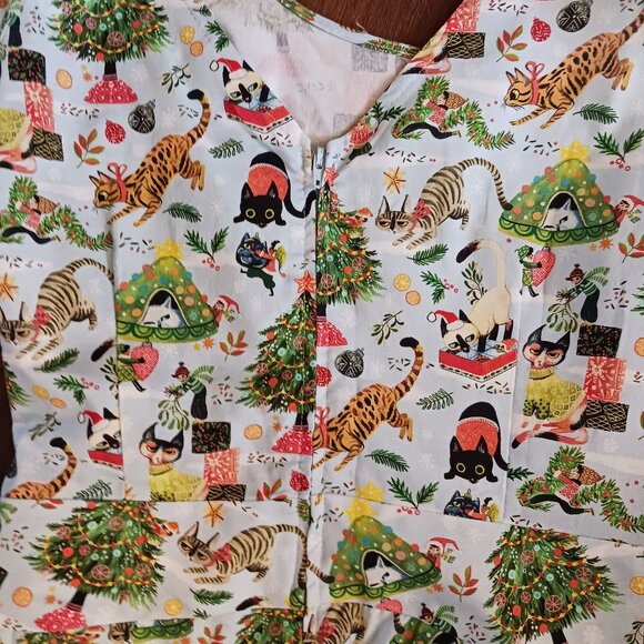 RARE retrolicious Cats Christmas Holiday Fit & Flare Dress Excellent US MADE - Picture 5 of 5